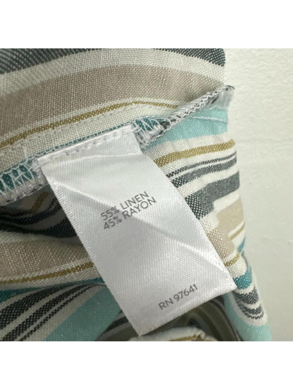 J. Jill Linen Blend Pull On Striped Pants Women's Size SP - Picture 4 of 5